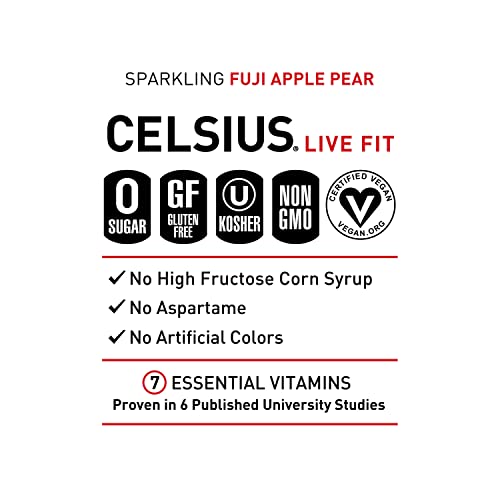 CELSIUS Sparkling Fuji Apple Pear  Functional Essential Energy Drink  12 Fl Oz (Pack of 24) thumbnail
