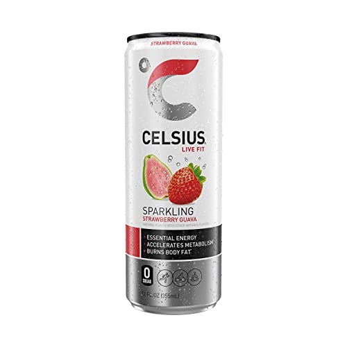 CELSIUS Sparkling Strawberry Guava, Functional Essential Energy Drink, 12 Fl Oz (Pack of 24) thumbnail