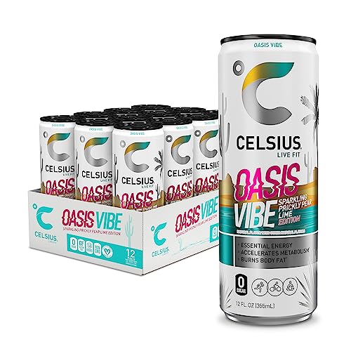 CELSIUS Sparkling Oasis Vibe  Functional Essential Energy Drink 12 Fl Oz Can (Pack of 12)