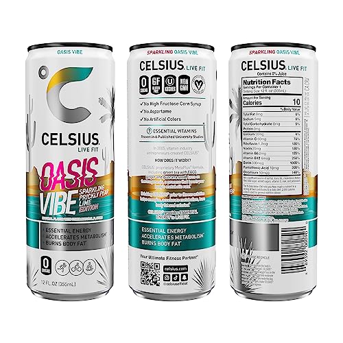 CELSIUS Sparkling Oasis Vibe  Functional Essential Energy Drink 12 Fl Oz Can (Pack of 12) thumbnail