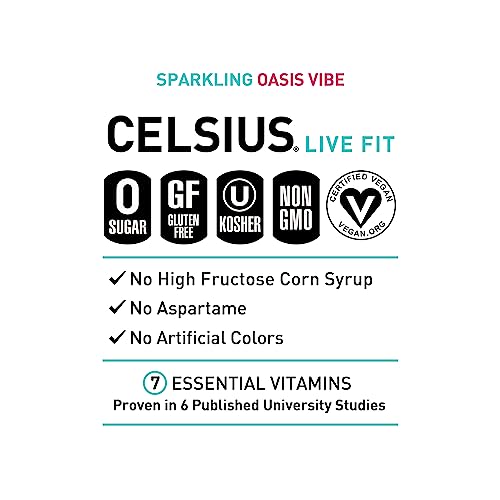 CELSIUS Sparkling Oasis Vibe  Functional Essential Energy Drink 12 Fl Oz Can (Pack of 12) thumbnail