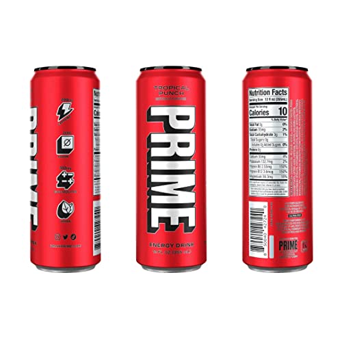 Prime Energy Drink Cans 5 Flavor Variety Pack - 200mg Caffeine, Zero Sugar, 300mg Electrolytes, Vegan - 12 Fl Oz Cans - 5 Cans thumbnail