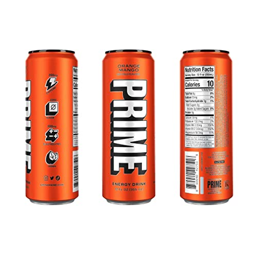 Prime Energy Drink Cans 5 Flavor Variety Pack - 200mg Caffeine, Zero Sugar, 300mg Electrolytes, Vegan - 12 Fl Oz Cans - 5 Cans thumbnail