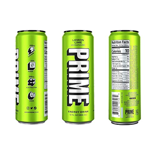Prime Energy Drink Cans 5 Flavor Variety Pack - 200mg Caffeine, Zero Sugar, 300mg Electrolytes, Vegan - 12 Fl Oz Cans - 5 Cans thumbnail