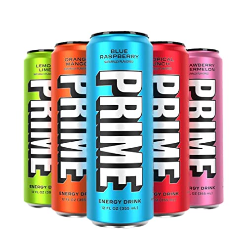 Prime Energy Drink Cans 5 Flavor Variety Pack - 200mg Caffeine, Zero Sugar, 300mg Electrolytes, Vegan - 12 Fl Oz Cans - 5 Cans thumbnail