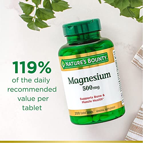 Nature’s Bounty Magnesium, Bone and Muscle Health, Whole Body Support, Tablets, 500 Mg, 200 Ct thumbnail