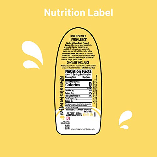 Master of Mixes Cocktail Essentials Single Pressed Lemon Juice  375 ML Bottle (12.7 Fl Oz)  Individually Boxed thumbnail