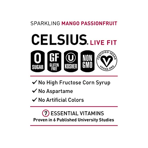 CELSIUS Sparkling Mango Passionfruit, Functional Essential Energy Drink, 12 Fl Oz (Pack of 24) thumbnail