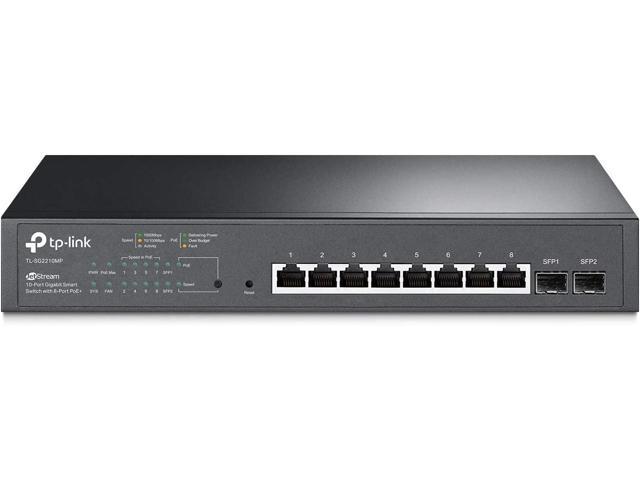 TP-Link JetStream 10-Port Gigabit PoE Smart Switch (TL-SG2210MP) - 8 X PoE+ @150W, 2 X SFP, Desktop/ Rackmount, Limited Lifetime Protection,.