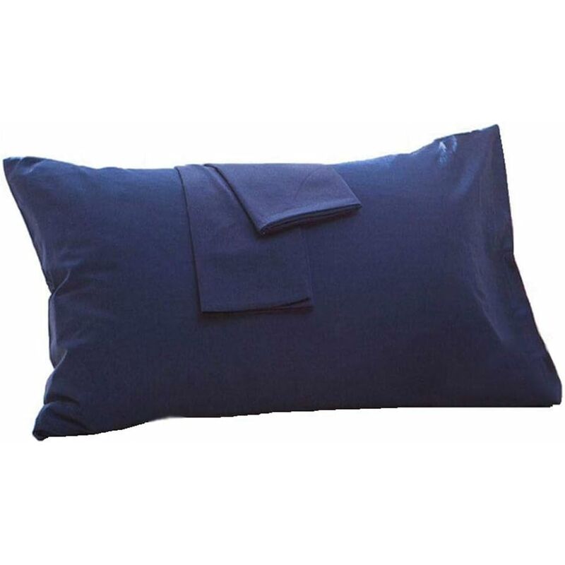 2 Taies D'oreiller 50x70cm 100% Coton Taie D'oreiller Anti-acariens Pour La Maison, Taies D'oreiller D'hôtel (bleu Marine-50x70cm) BDD
