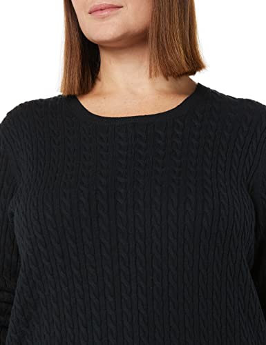 Amazon Essentials Women's Lightweight Long-Sleeve Cable Crewneck Sweater (Available in Plus Size), Black, X-Small thumbnail