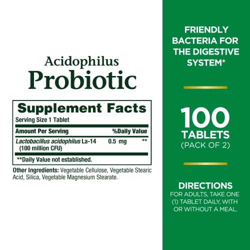 Nature’s Bounty Acidophilus Probiotic, Daily Probiotic Supplement, Supports Digestive Health, Twin Pack, 200 Tablets thumbnail