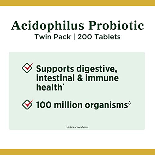 Nature’s Bounty Acidophilus Probiotic, Daily Probiotic Supplement, Supports Digestive Health, Twin Pack, 200 Tablets thumbnail