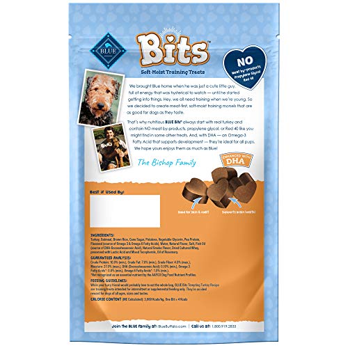 Blue Buffalo BLUE Bits Natural Soft-Moist Training Dog Treats, Turkey Recipe 4-oz Bag thumbnail
