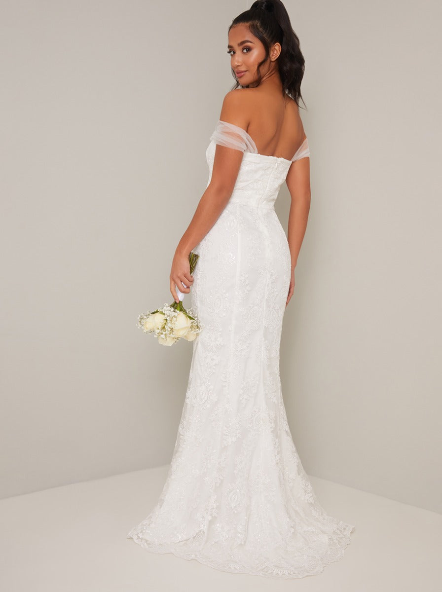 Chi Chi Petite Sweetheart Lace Bodycon Wedding Dress in White, Size 16 thumbnail