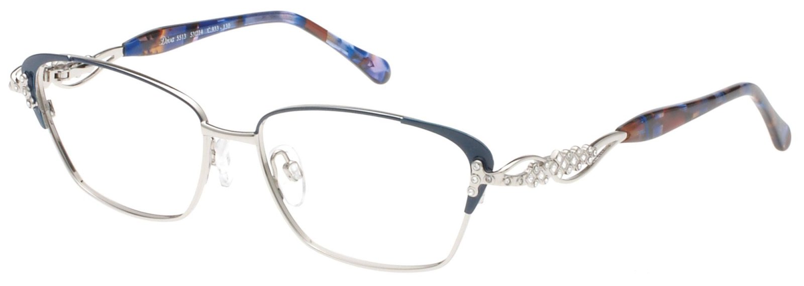 Diva 5513 Eyeglasses 933 - Navy-silver Unisex Cat Eye