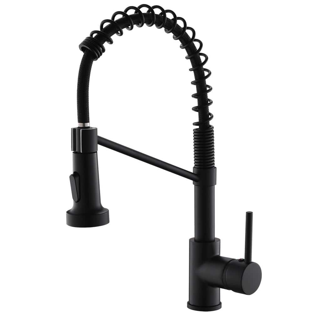 Pull Out Touchless Single Handle Kitchen Faucet with Motion Sense in Black