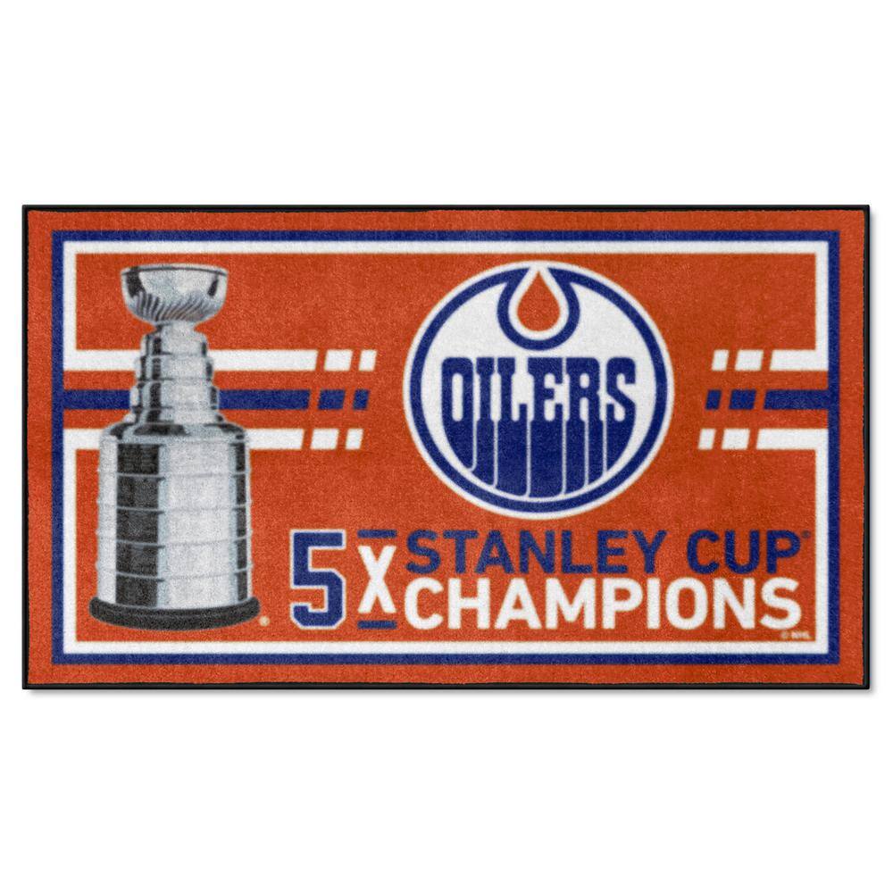 34312 3 X 5 Ft. Edmonton Oilers Dynasty Plush Area Rug, Orange