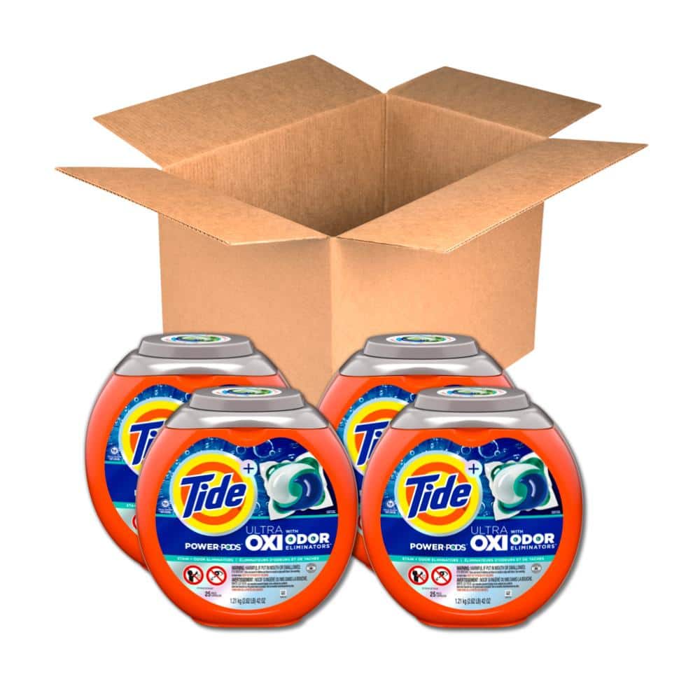 Ultra OXI Power Odor Eliminators Unscented Laundry Detergent Pods (25-Count, Case of 4)