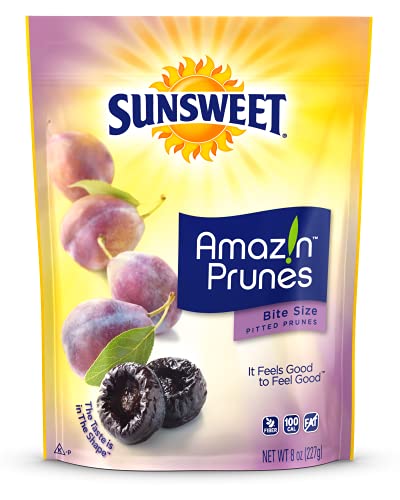 Sunsweet Amazin' Prunes - Bite Size Prunes Pitted Unsweetened & Dried - Gluten Free, Vegan, Low Fat - Dietary Fiber & Natural Minerals - Dried Fruit -