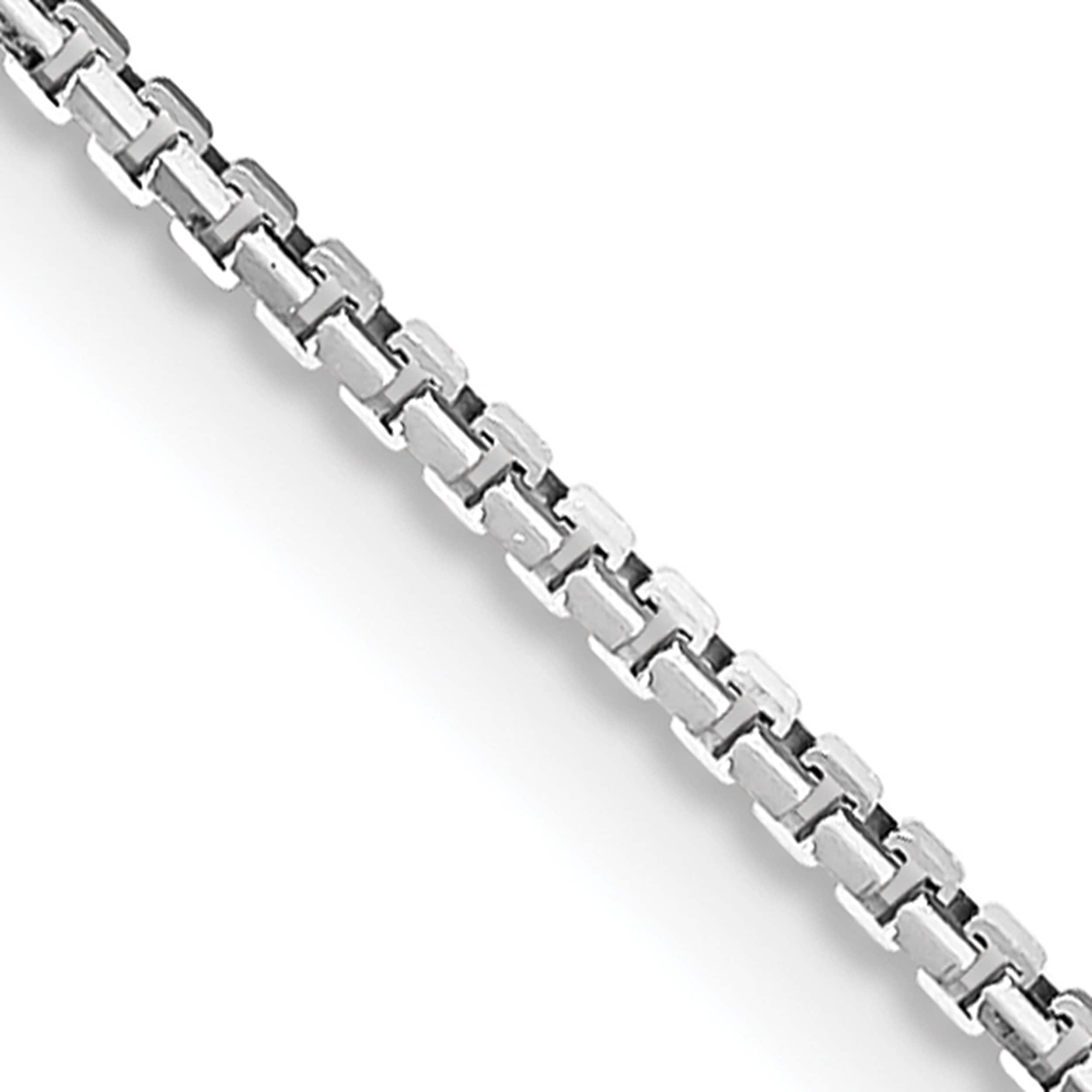 14K White Gold Jbsp S 1.10mm Concave Box Chain (24 X 1.1) Made in Italy 7263-24