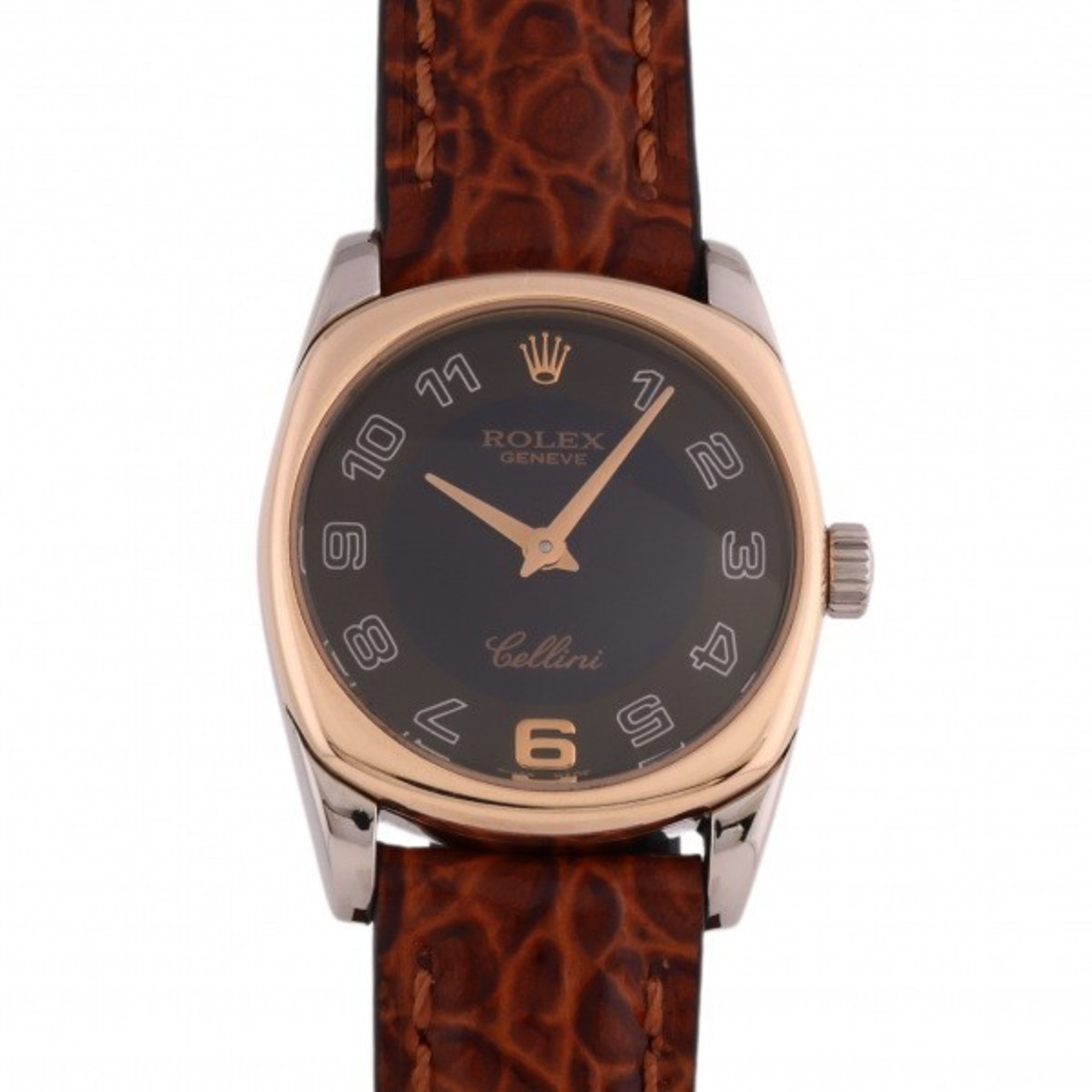 Authenticated Used Rolex ROLEX Cellini 6229/9BIC Black Dial Used Watch Ladies