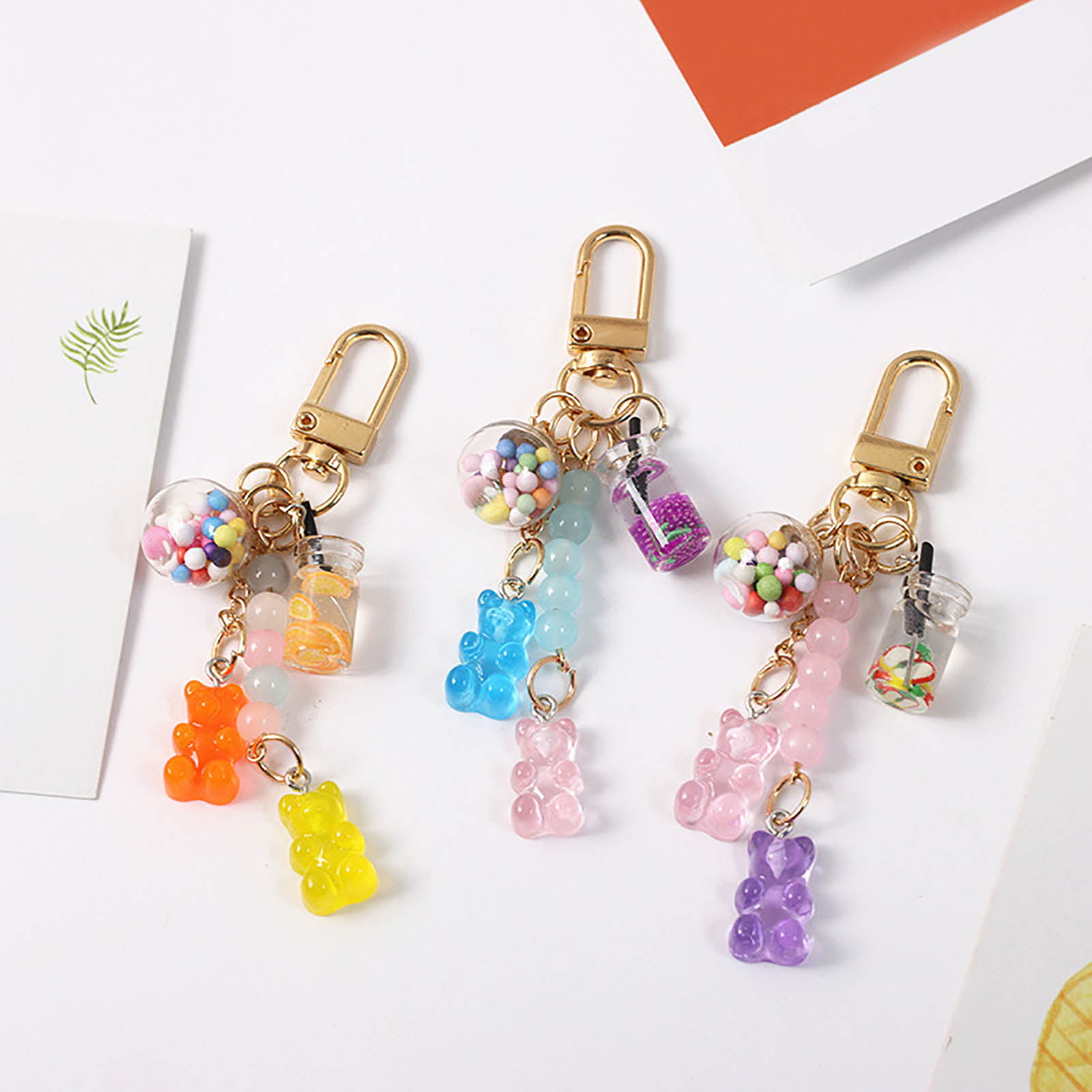 Key Ring Beads Brightly Colored Delicate Texture Candy Color INS Cartoon Gummy Bear Bag Pendant Jewelry Gift