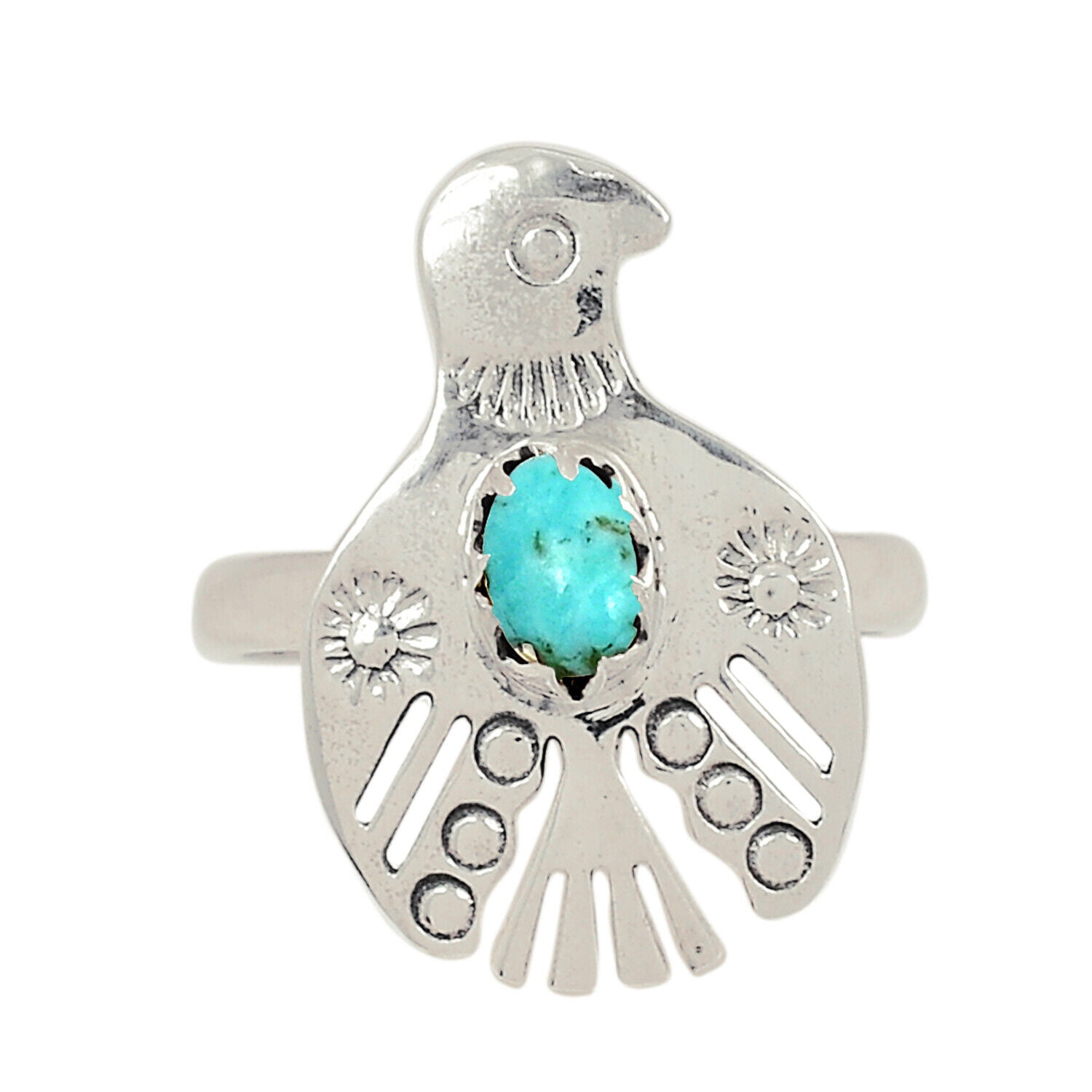 Composite Kingman Blue Mohave Turquoise 925 Silver Ring S.9 ALLR-17743