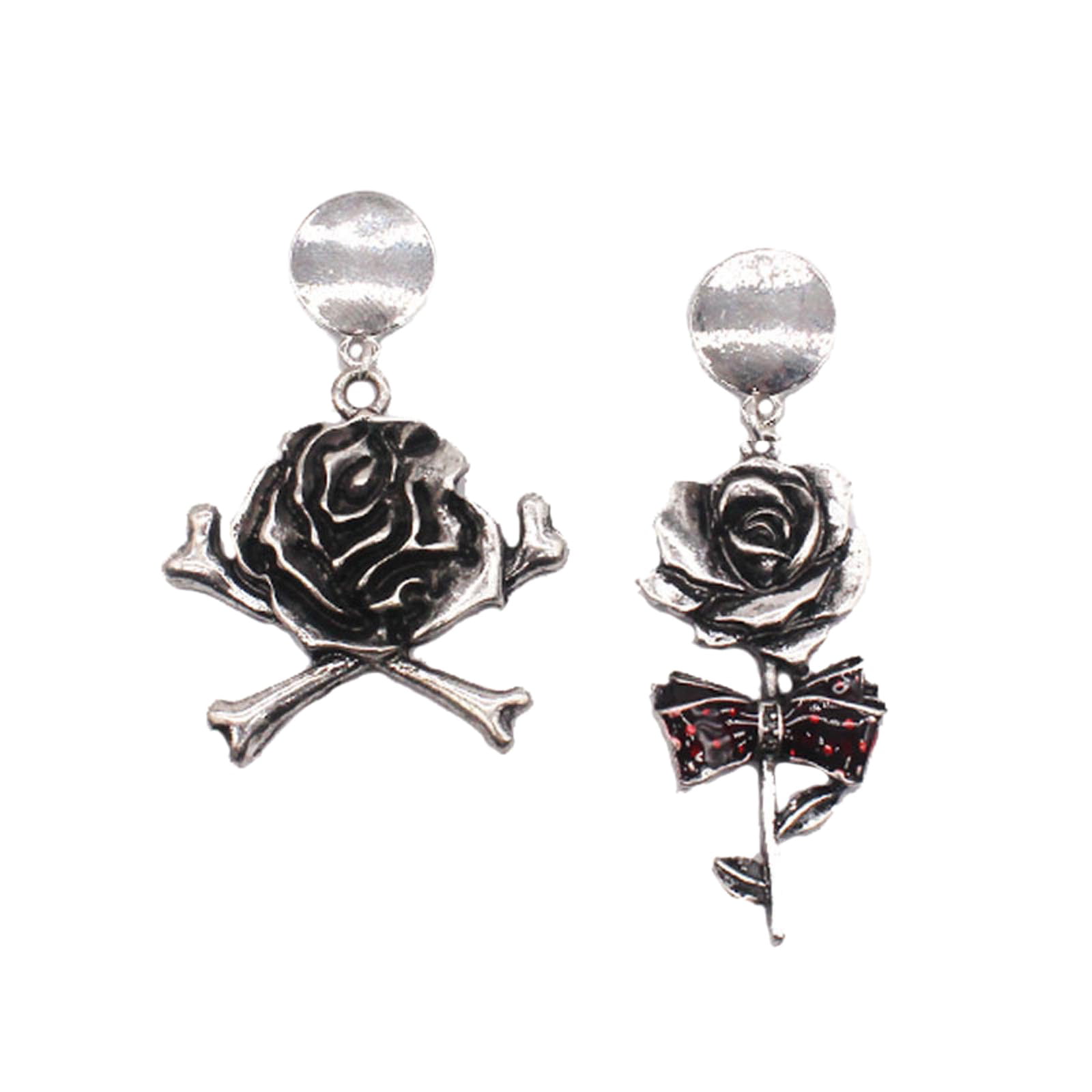 Womens Stud Earrings Retro Earrings Christmas and Asymmetrical Rose Bow Earrings for Women Girls Men Earring Personalized Party Earrings for Women Tre