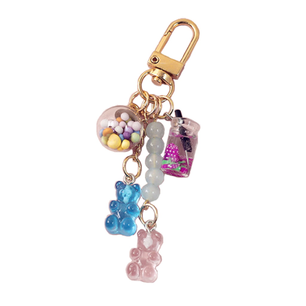  Cute Resin Gummy Bear Key Chain Candy Color Animal Bear Charm Keychain Bag