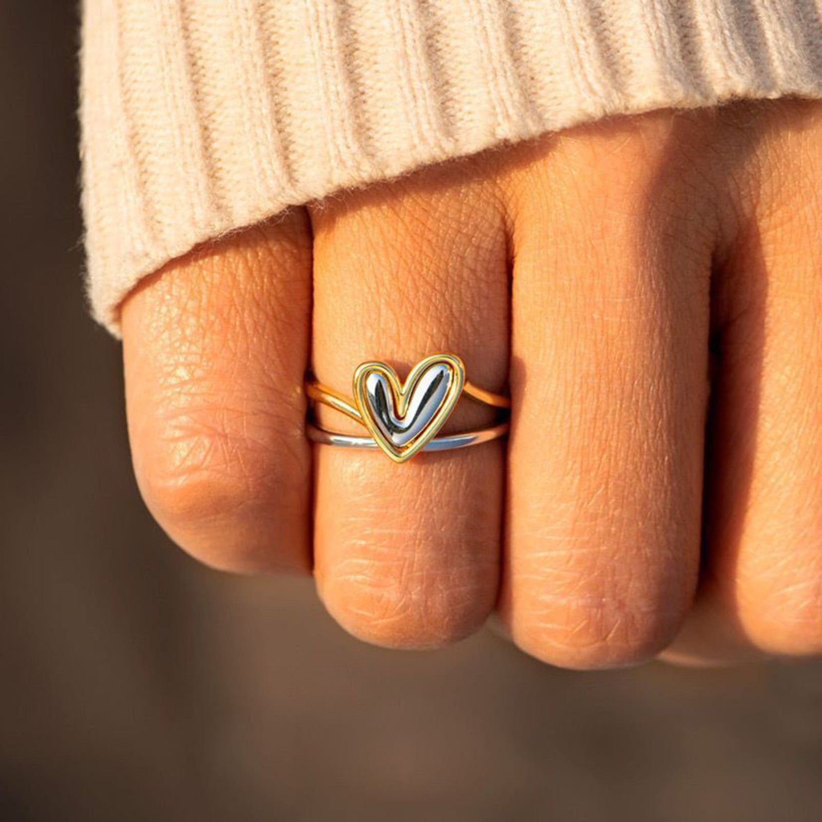 LA TALUS 1 Set Women Ring with Greeting Card Irregular Personality Mother S Day Gift Hollow Love Heart Finger Ring Fashion Jewelry US 10
