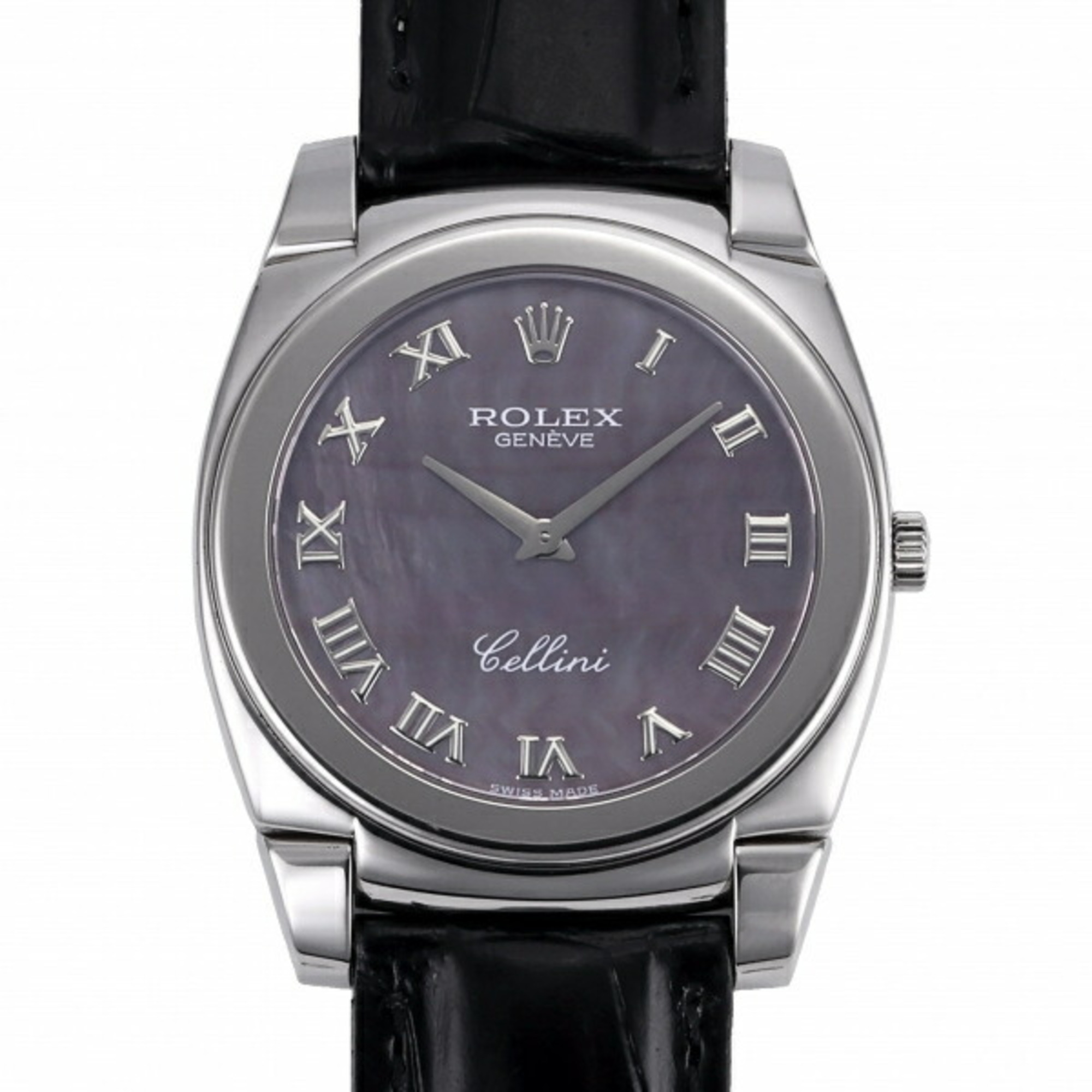 Authenticated Used Rolex ROLEX Cellini 5330/9 Black/Roman Dial Watch Men S