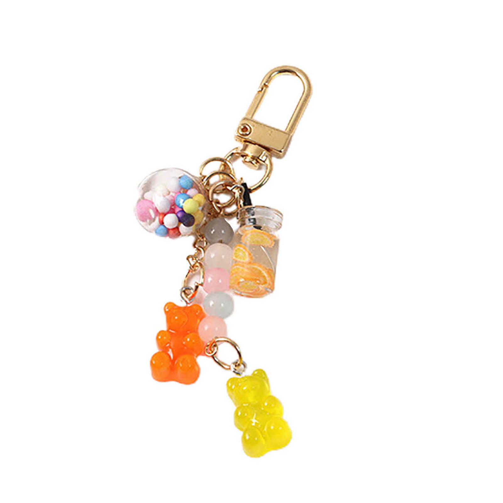 YIMIAO Key Ring Beads Brightly Colored Delicate Texture Candy Color INS Cartoon Gummy Bear Bag Pendant Jewelry Gift