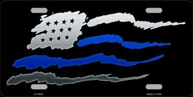American Flag Thin Blue Line Novelty Metal License Plate Tag LP-8532