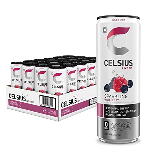CELSIUS Sparkling Wild Berry  Functional Essential Energy Drink  12 Fl Oz Pack of 24