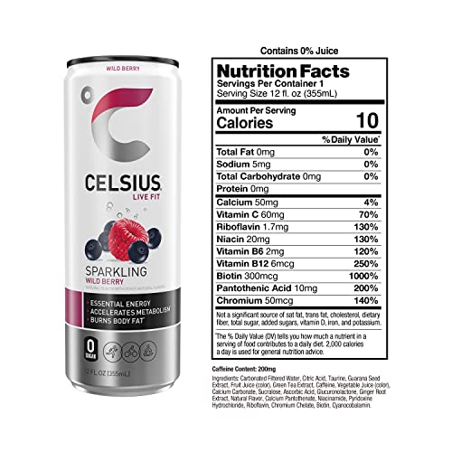 CELSIUS Sparkling Wild Berry  Functional Essential Energy Drink  12 Fl Oz Pack of 24 thumbnail