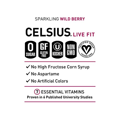 CELSIUS Sparkling Wild Berry  Functional Essential Energy Drink  12 Fl Oz Pack of 24 thumbnail