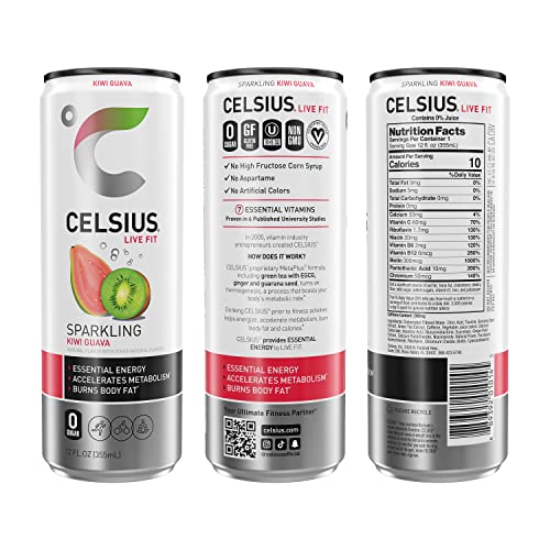CELSIUS Sparkling Kiwi Guava  Functional Essential Energy Drink  12 Fl Oz Pack of 24 thumbnail