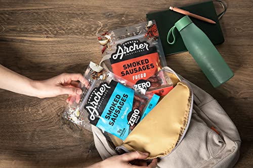 Zero Sugar Smoked Sausages by Country Archer, 100% Grass Fed & Finished Beef and All Natural Pork Sticks, Sugar Free, Non-GMO, Gluten Free, High Prote thumbnail