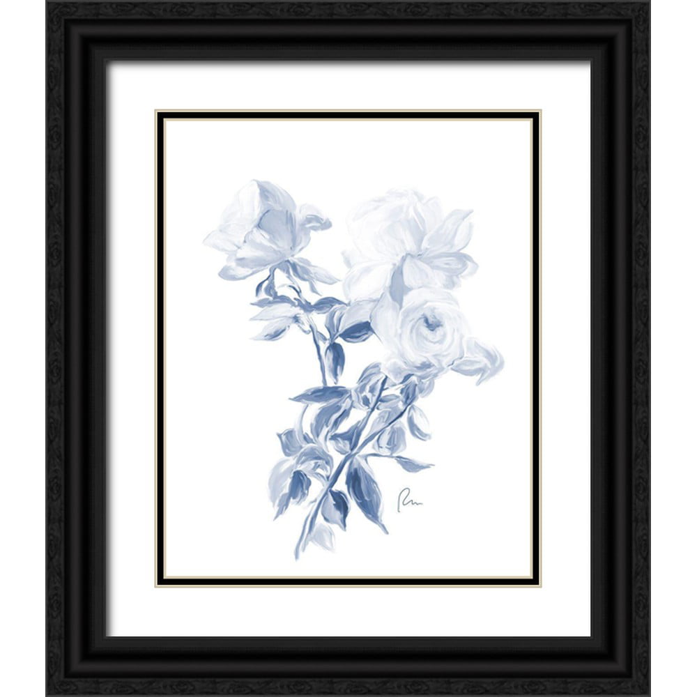 Murdock  Ramona 20x24 Black Ornate Wood Framed with Double Matting Museum Art Print Titled - Tres Blue Rose