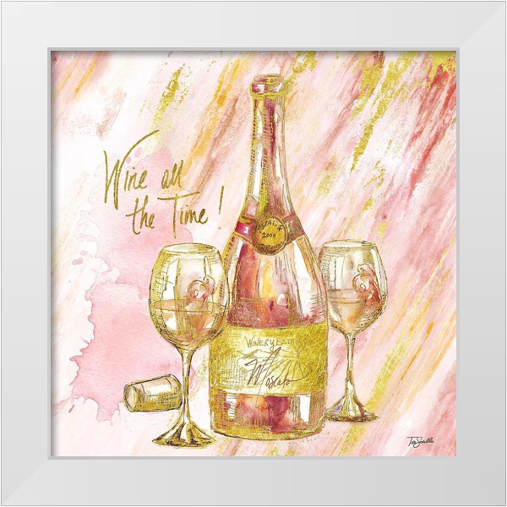 Tre Sorelle Studios 26x26 White Modern Wood Framed Museum Art Print Titled - Rose All Day I (Wine All the Time)