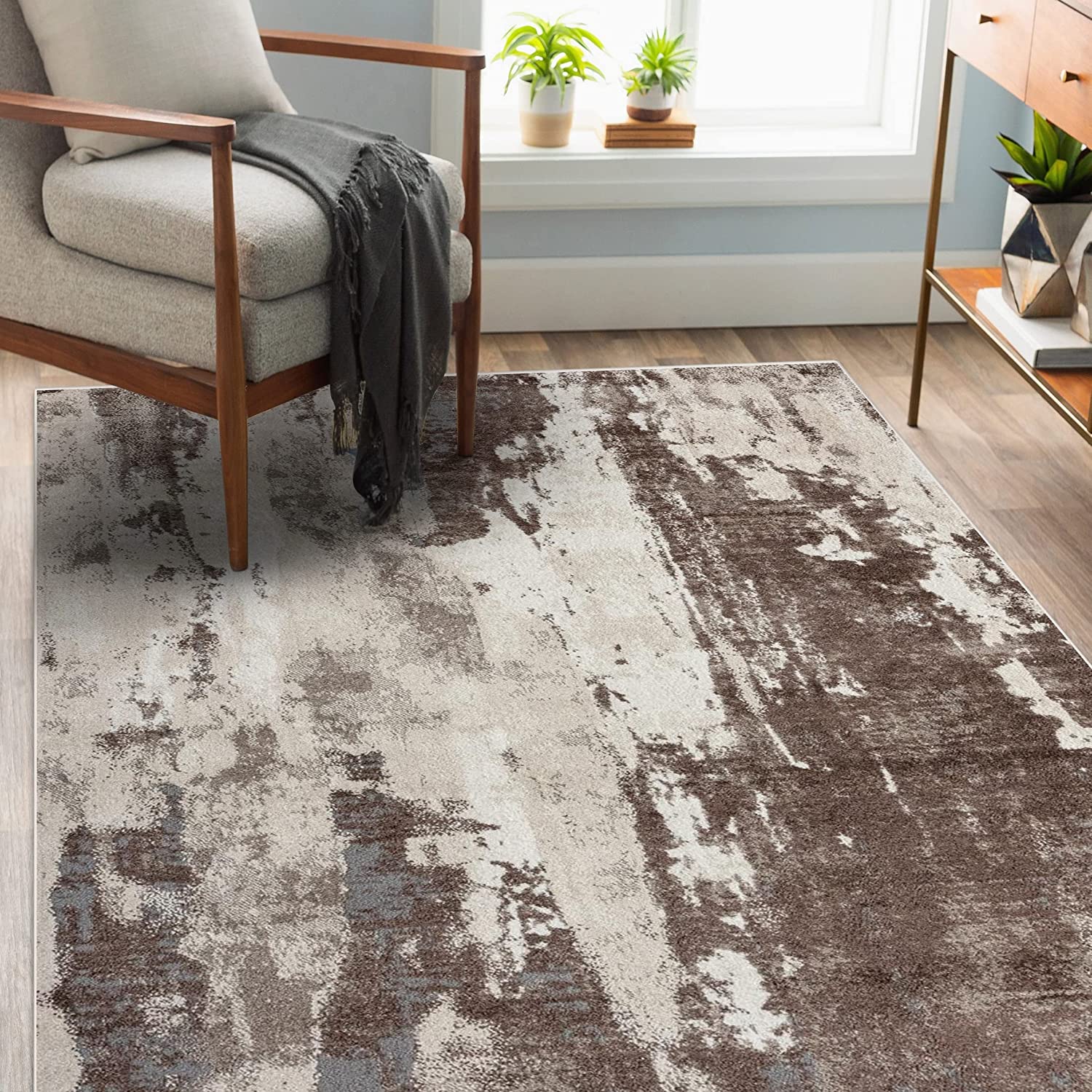 Modern Area Rugs with Abstract Patterns 7681 \u2013 Medium Pile Area Rug Dark Blue Light Blue / 4 X 5