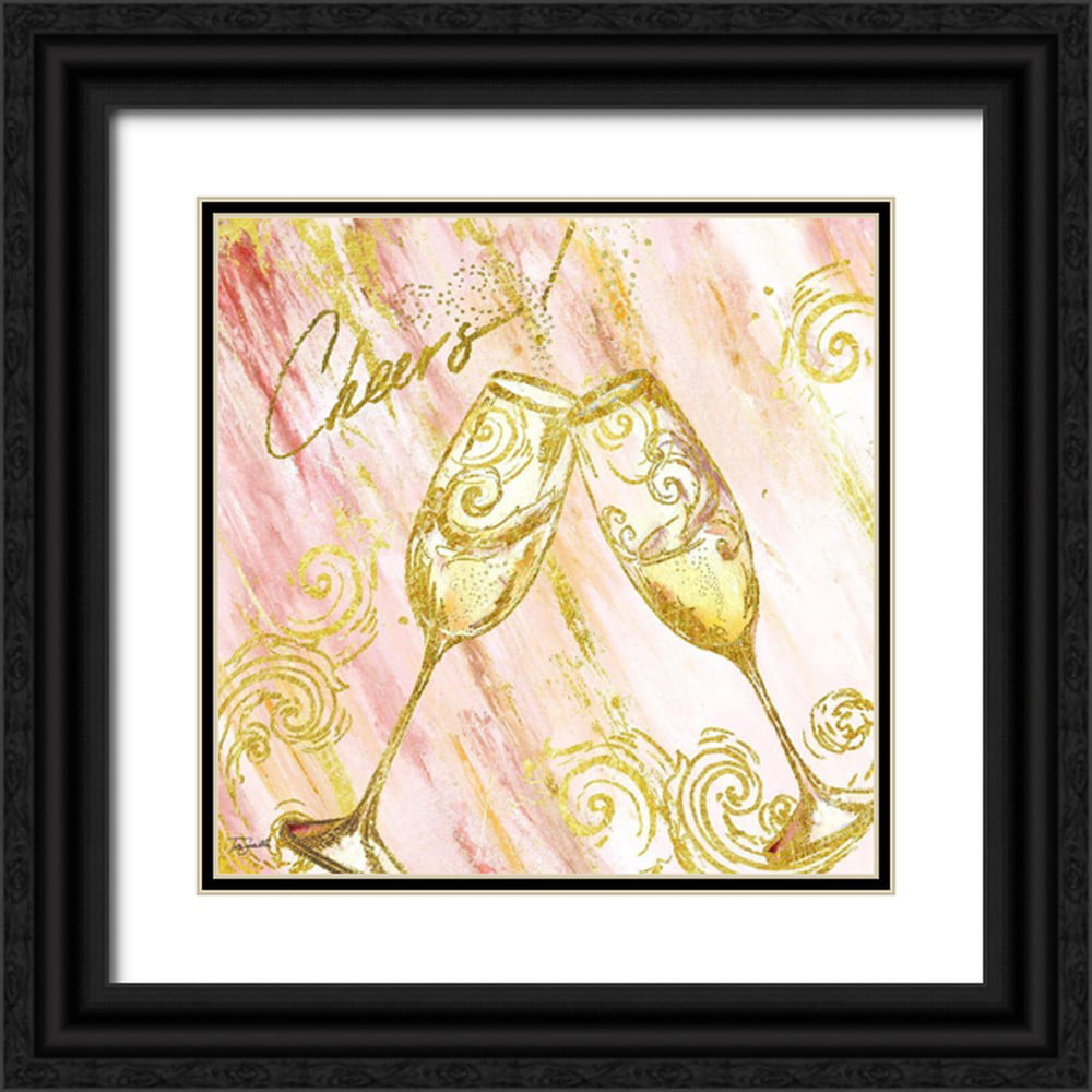 Tre Sorelle Studios 12x12 Black Ornate Wood Framed with Double Matting Museum Art Print Titled - Rose All Day V (Cheers)