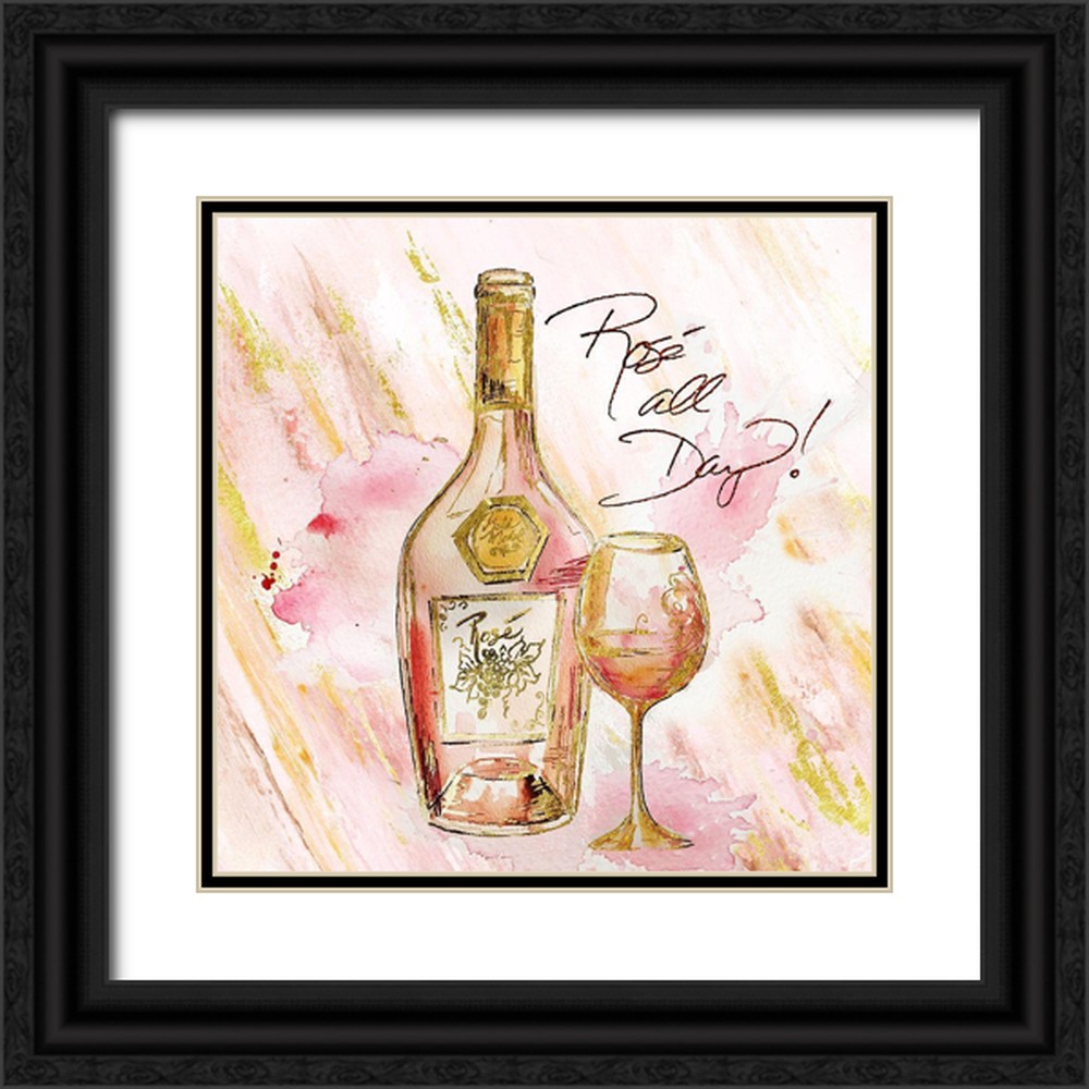 Tre Sorelle Studios 12x12 Black Ornate Wood Framed with Double Matting Museum Art Print Titled - Rose All Day III (Rose All Day)
