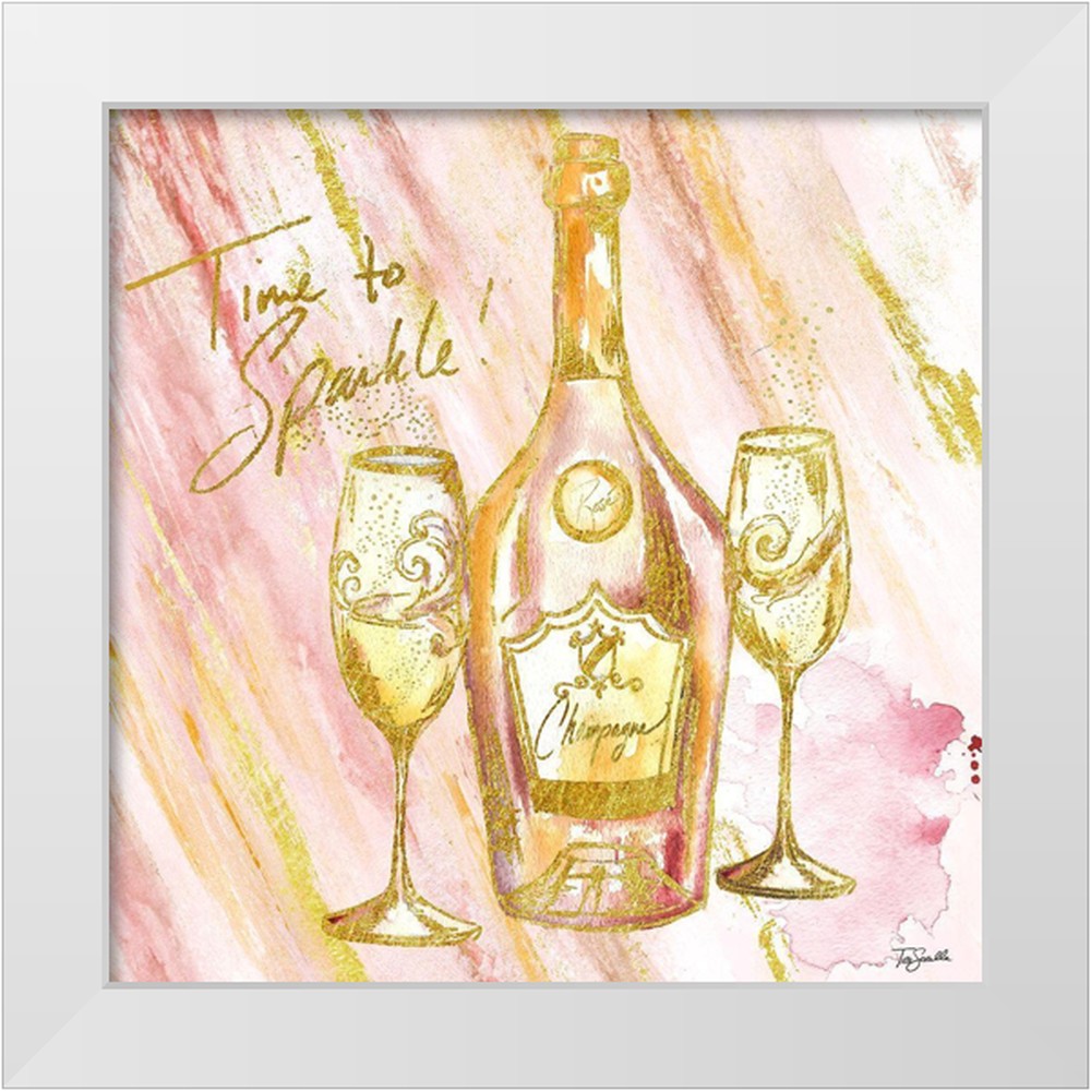 Tre Sorelle Studios 26x26 White Modern Wood Framed Museum Art Print Titled - Rose All Day IV (Time to Sparkle)