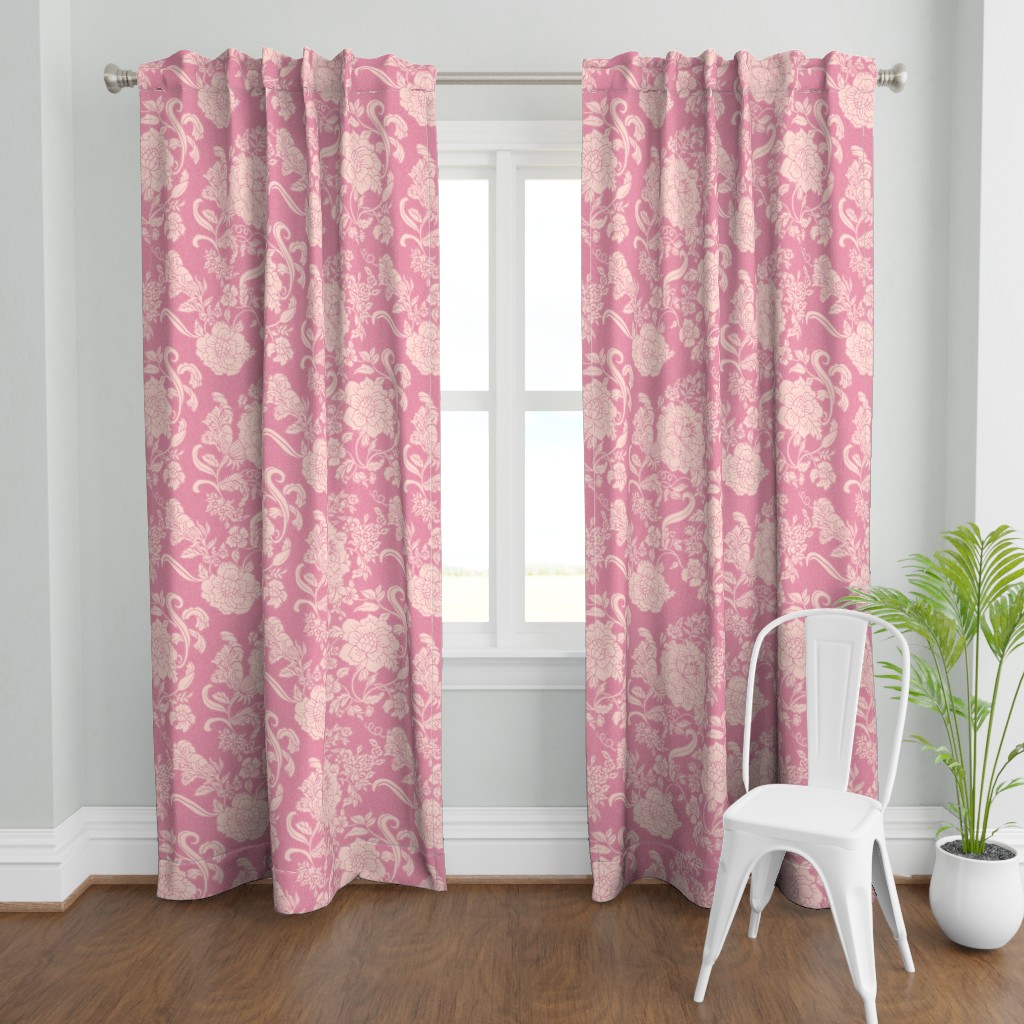 Curtain Panel  108   Cypress Cotton Canvas - Floral Faded Rose Victorian Romantic Art Nouveau Chintz Dusty Pink Vintage Garden Print Custom Window Tre