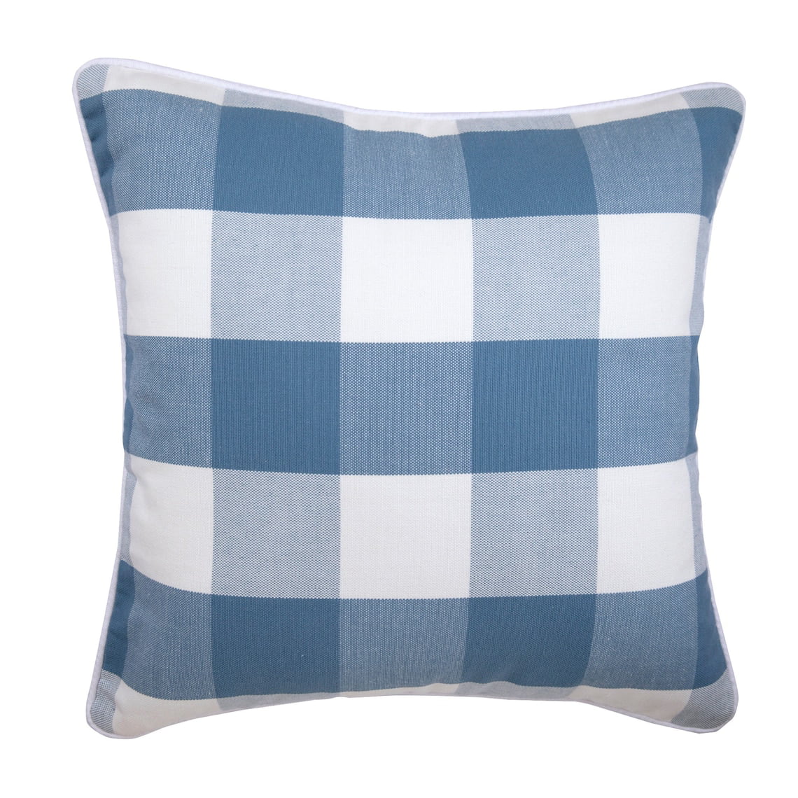 Pillow Cover  Blue & Ivory White Large Gingham Checks  Plaid Couch Cushion Covers  22 X 22 Buffalo Checks Cotton Pillow Cover  Blue Pillow Covers 22x2