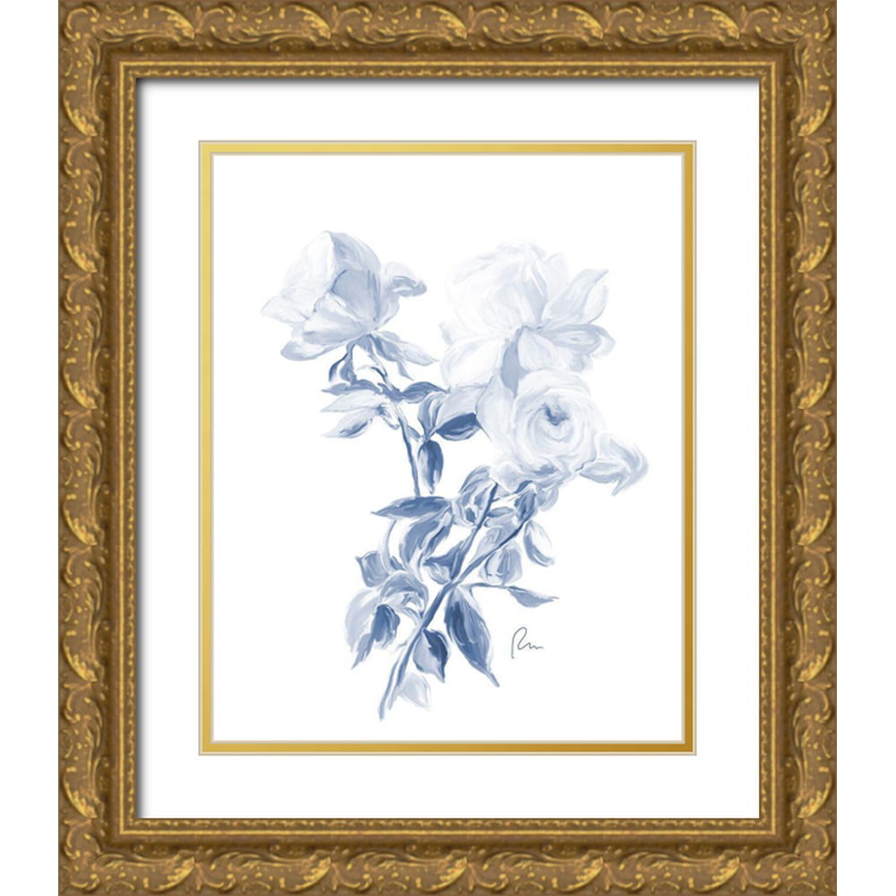 Murdock  Ramona 20x24 Gold Ornate Wood Framed with Double Matting Museum Art Print Titled - Tres Blue Rose