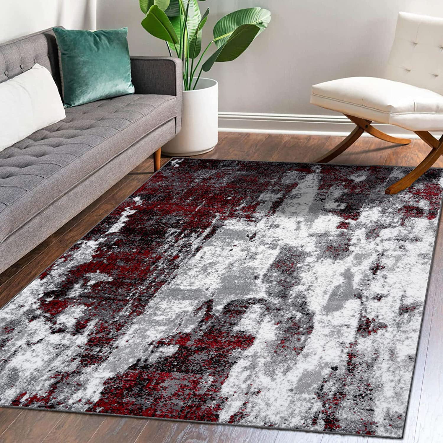 Modern Area Rugs with Abstract Patterns 7681 \u2013 Medium Pile Area Rug Dark Blue Light Blue / 4 X 5