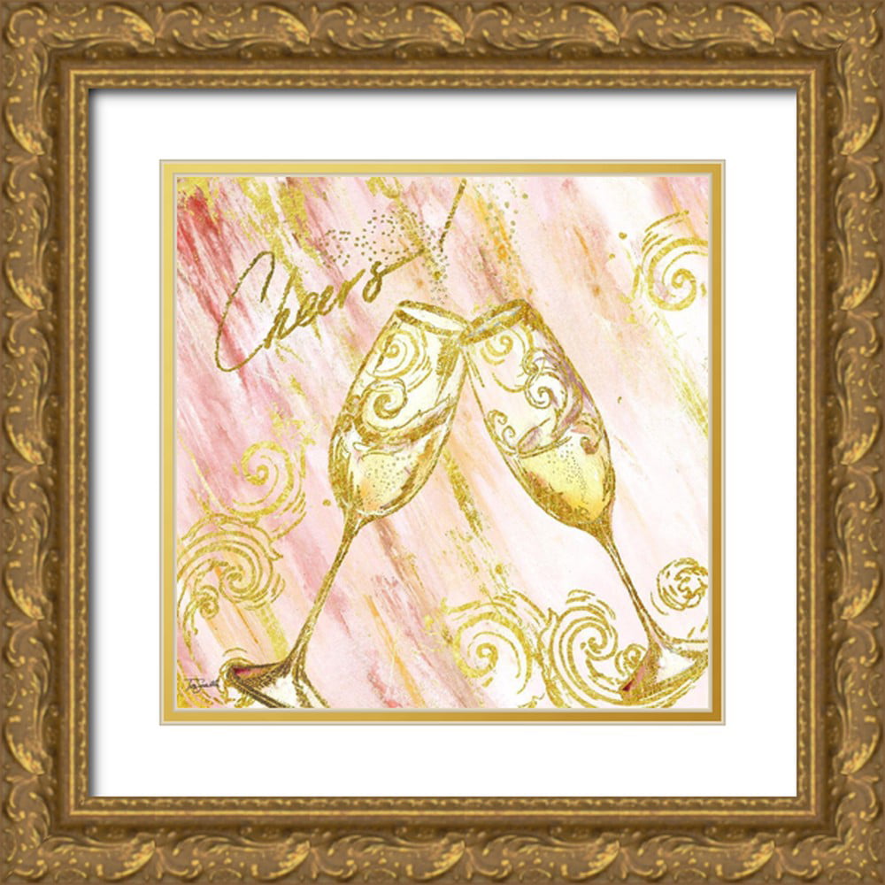 Tre Sorelle Studios 20x20 Gold Ornate Wood Framed with Double Matting Museum Art Print Titled - Rose All Day V (Cheers)
